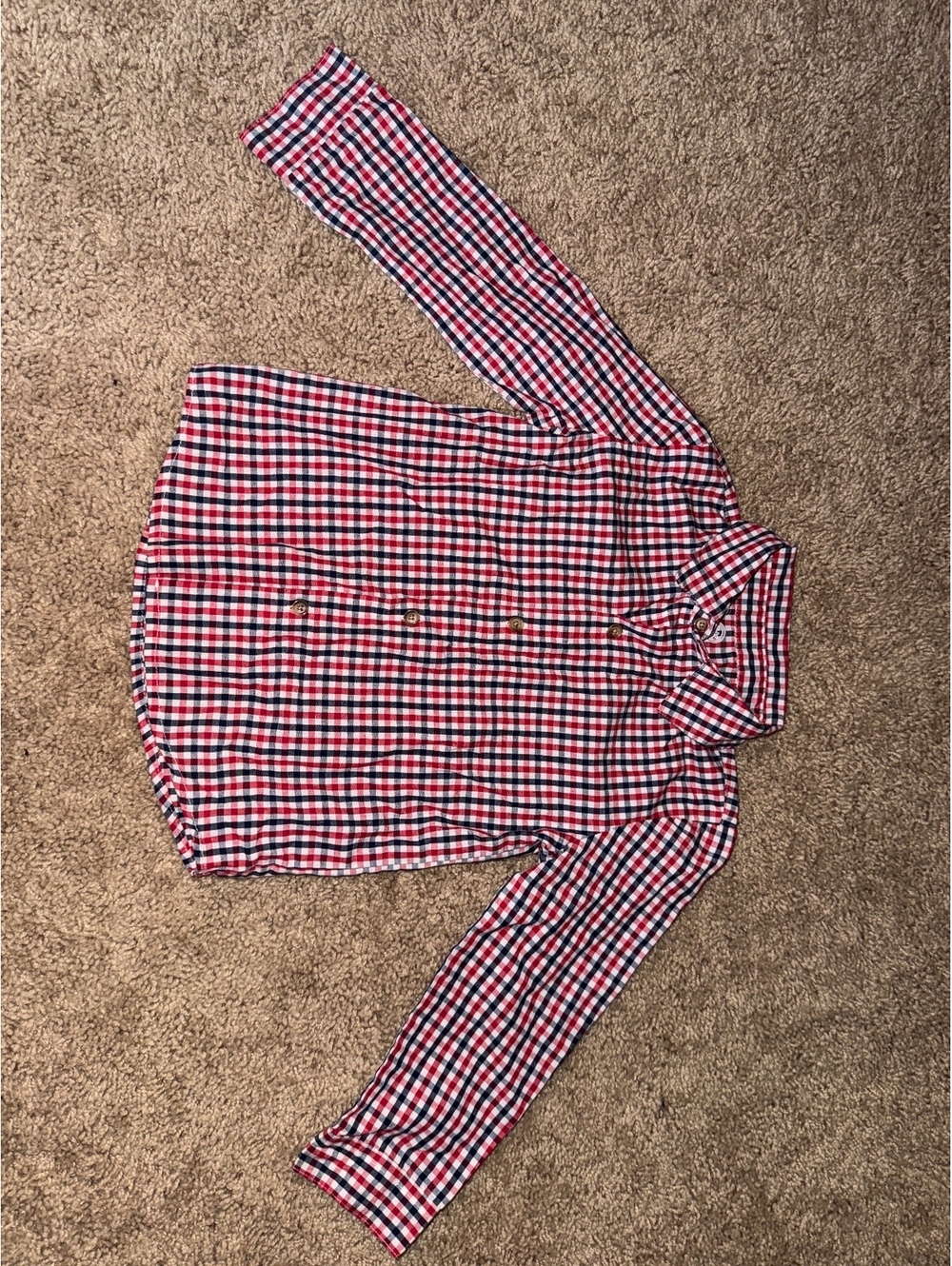 Wonder Nation Boys' Red, White, and Blue Plaid Button-Up Shirt Size 4T